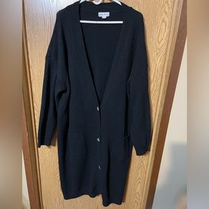 AVA-VIV Black cardigan with patch pockets size 3x medium weight sweater